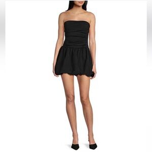 GB women’s XS black strapless bubble hem mini dress short drop waist size 2